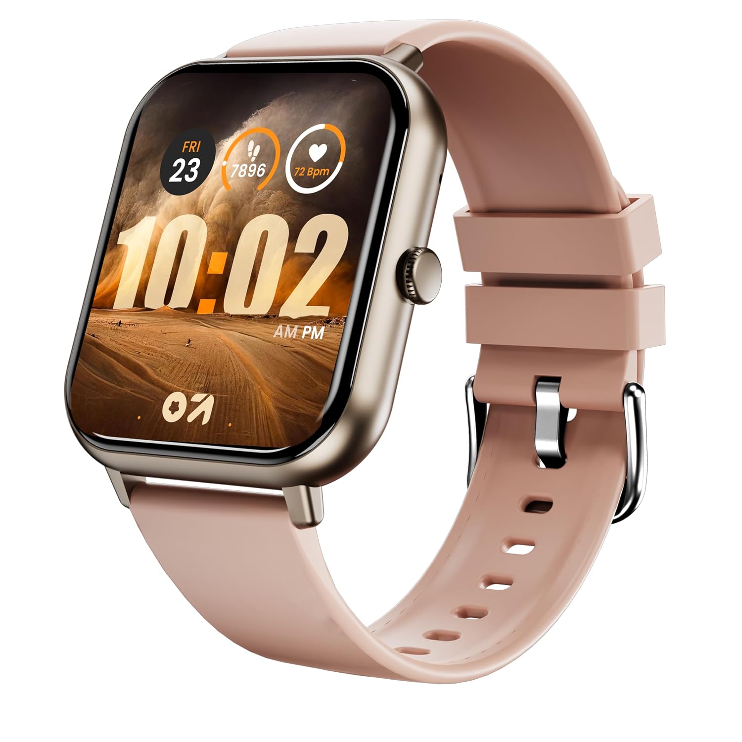 GOBOULT Drift+ Smart Watch 1.85”HD Screen, Bluetooth Calling, IP68, 500 Nits Brightness,150+ Watchfaces, AI Voice Assistant, SpO2 Monitoring, 100+ Sports Mode Smartwatch (Peach Fuzz)