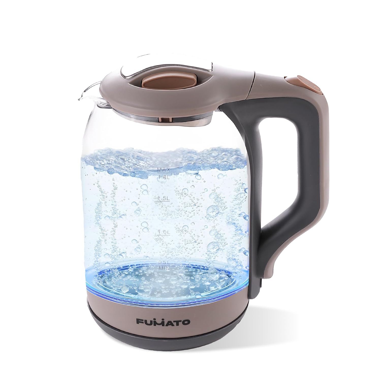 The Better Home Fumato Glass Electric Kettle 1.8L | Borosilicate Glass 1500 Watts | Auto Cut-Off 360 Degree Rotating Base | Stainless Steel Bottom For Hot Water Milk Boiler | Blue Led Light