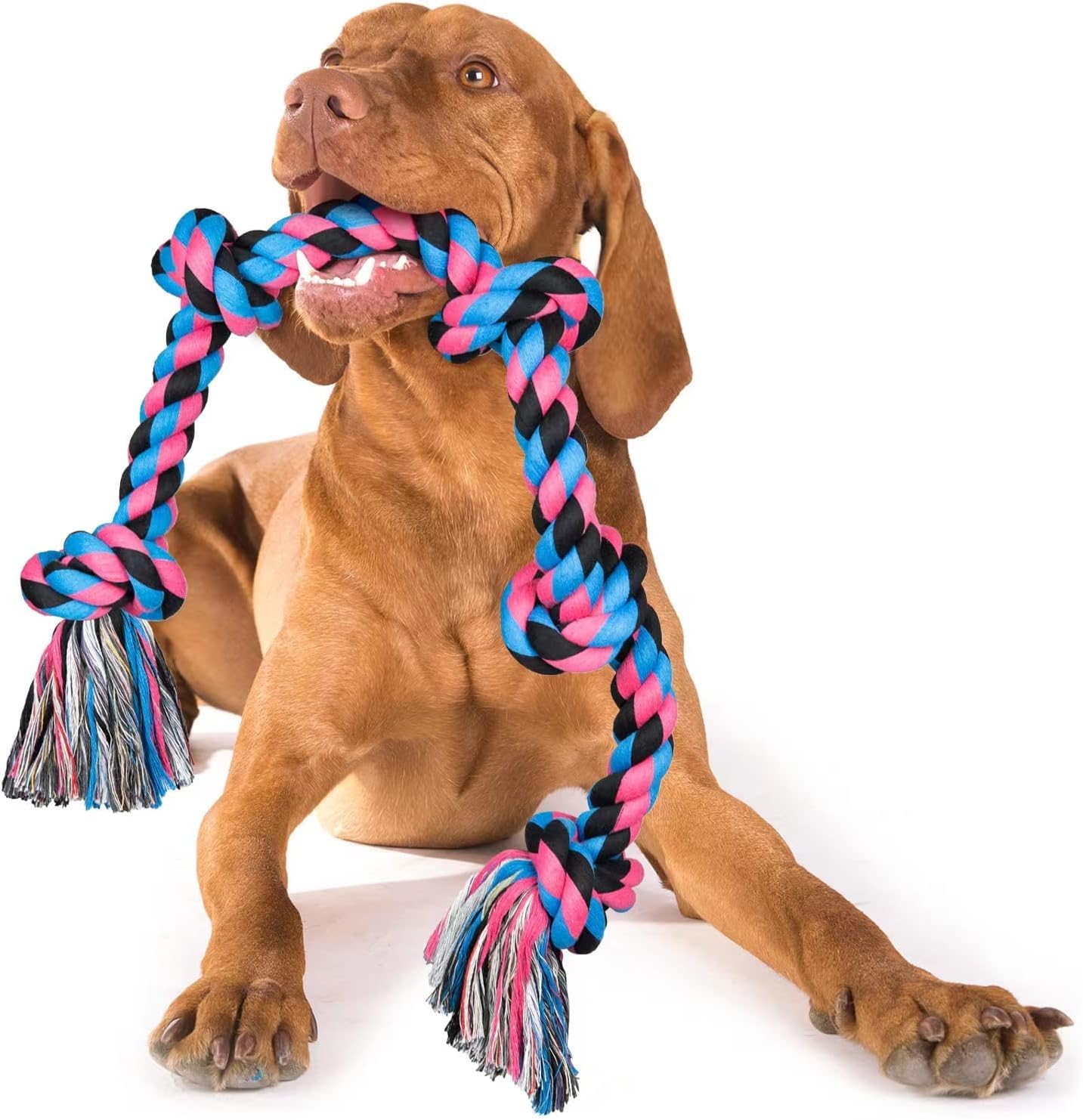 Toys for Aggressive Chewers – 5 Knot Tough Rope Chew Toys for Large Dogs, Indestructible Cotton Rope for Medium Breed Dog Tug of War Dog Toy Teeth Cleaning
