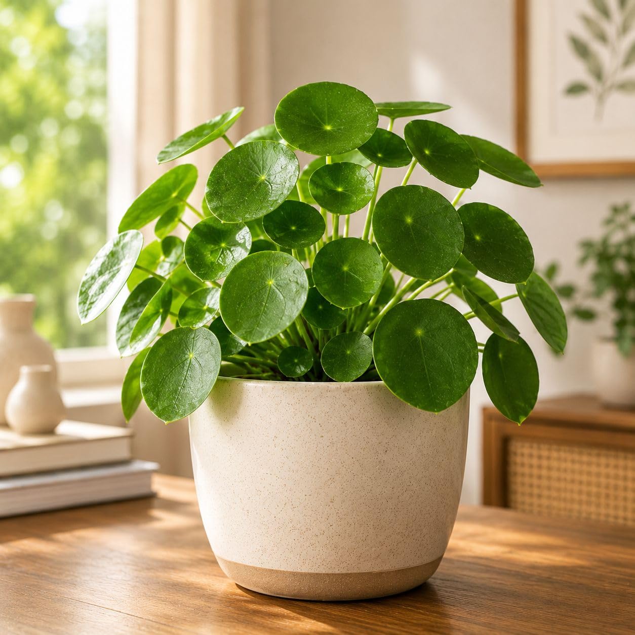Live Chinese Money Plant (Pilea Peperomioides) Indoor Lucky Plant in Pot | Round Coin-Shaped Leaves | Air Purifying & Low Maintenance Decorative Plant for Home, Office & Balcony