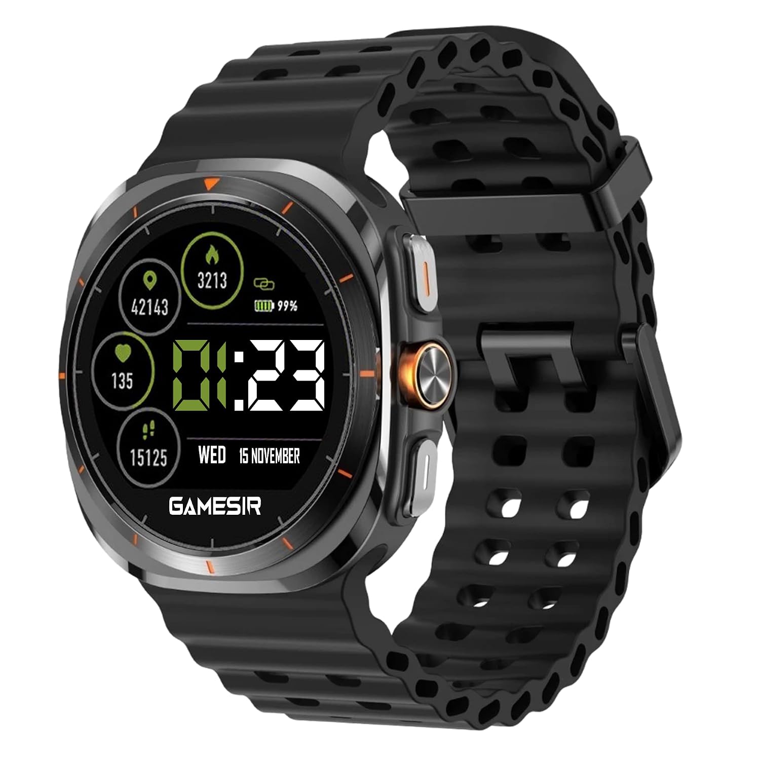 GameSir Xtra Storm, 1.5” LTE Smartwatch, Advanced Fitness & Navigation, 100h Battery, IP68, BP/ECG Monitor, BT Calling, 100+ Sports Modes, Compatible with Android & iOS,Man & Woman (Black)