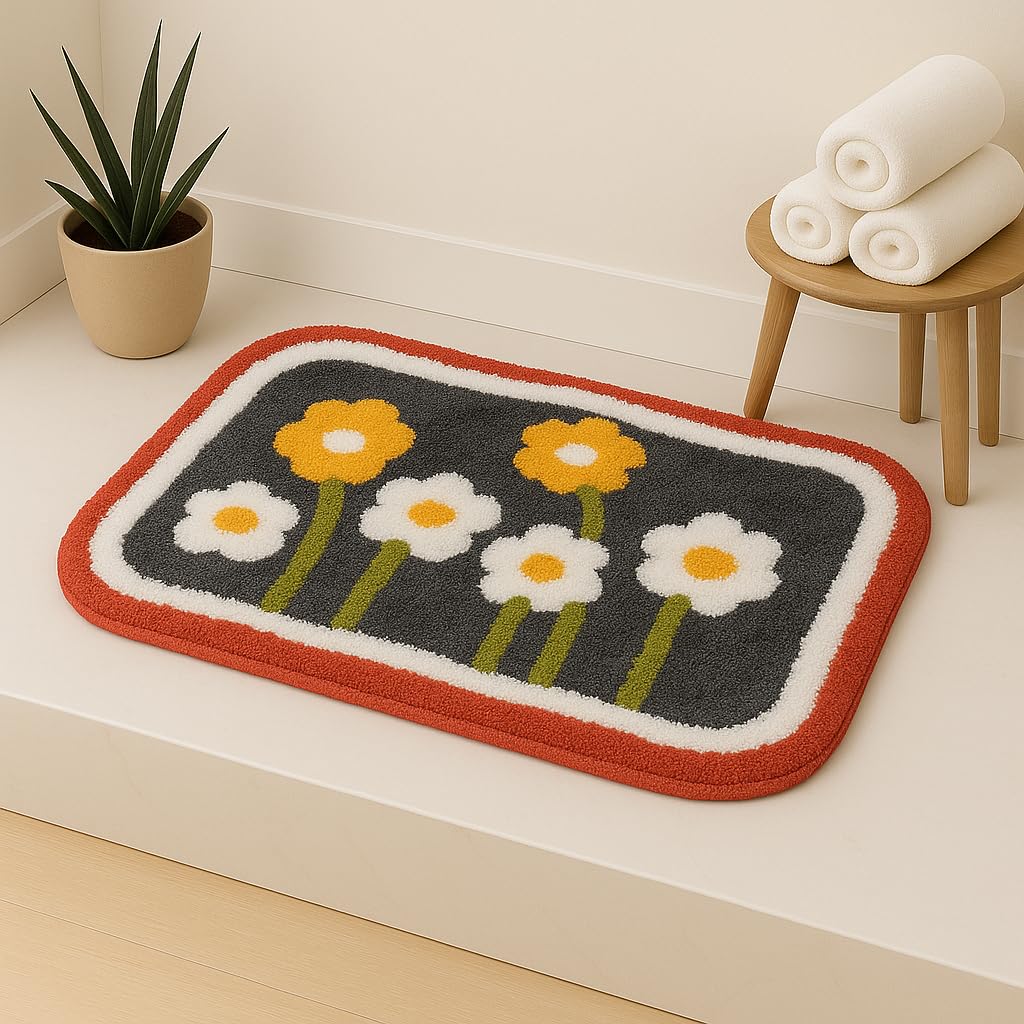 Flower Bathmat For Bathroom Mat Anti Slip Water Soak Floor Mat For Kids