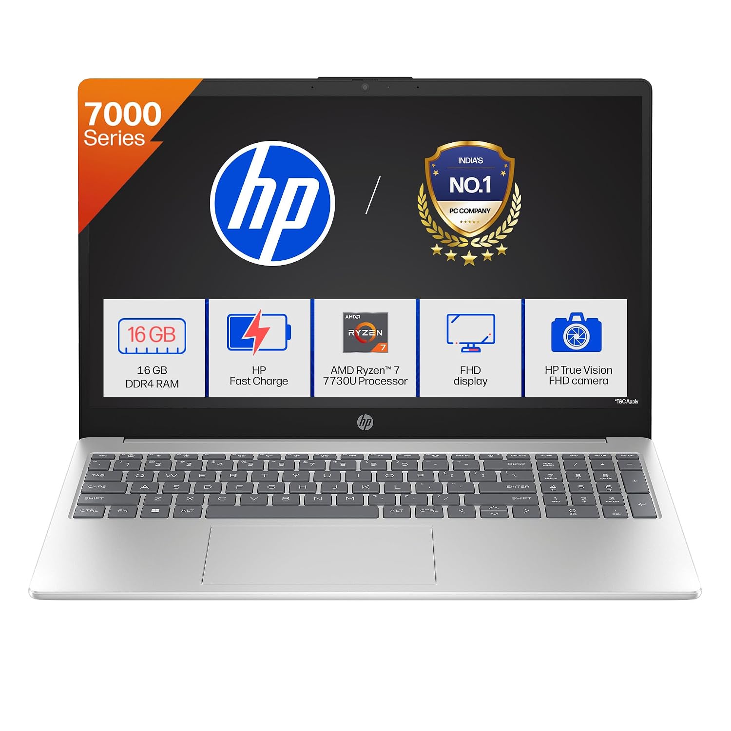HP 15, AMD Ryzen 7 7730U (16GB DDR4, 512GB SSD) FHD, Anti-Glare, Micro-Edge, 15.6”/39.6cm, Win11, M365 Basic(1yr), Office Home24, Silver,1.59kg, FC0761AU, FHD Camera w/privacy shutter, Backlit Laptop