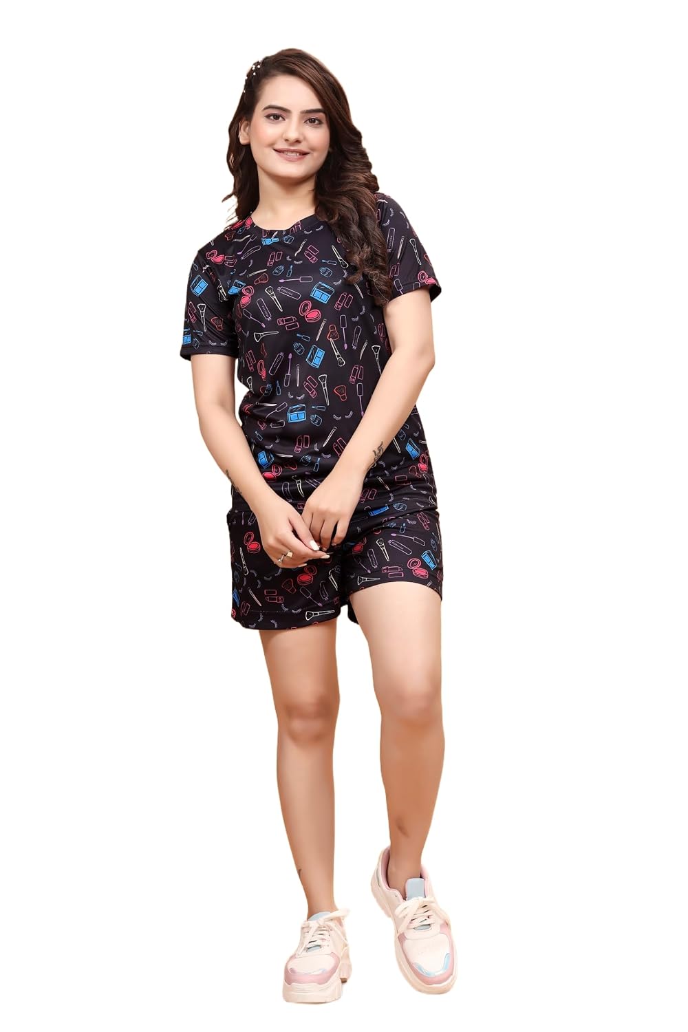 Women’s Printed Swimwear Swim Costume Two Piece Tshirt Shorts Swimming Suit for Women