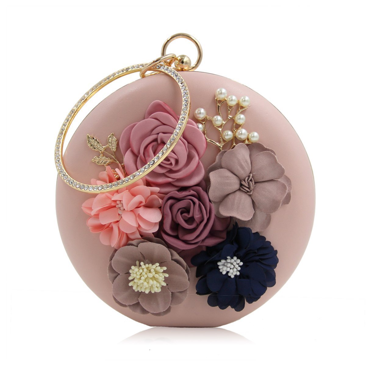 INOVERA (LABEL) Inovera Women’s Floral Evening Clutch Ladies Party Wedding Round Purse Bag