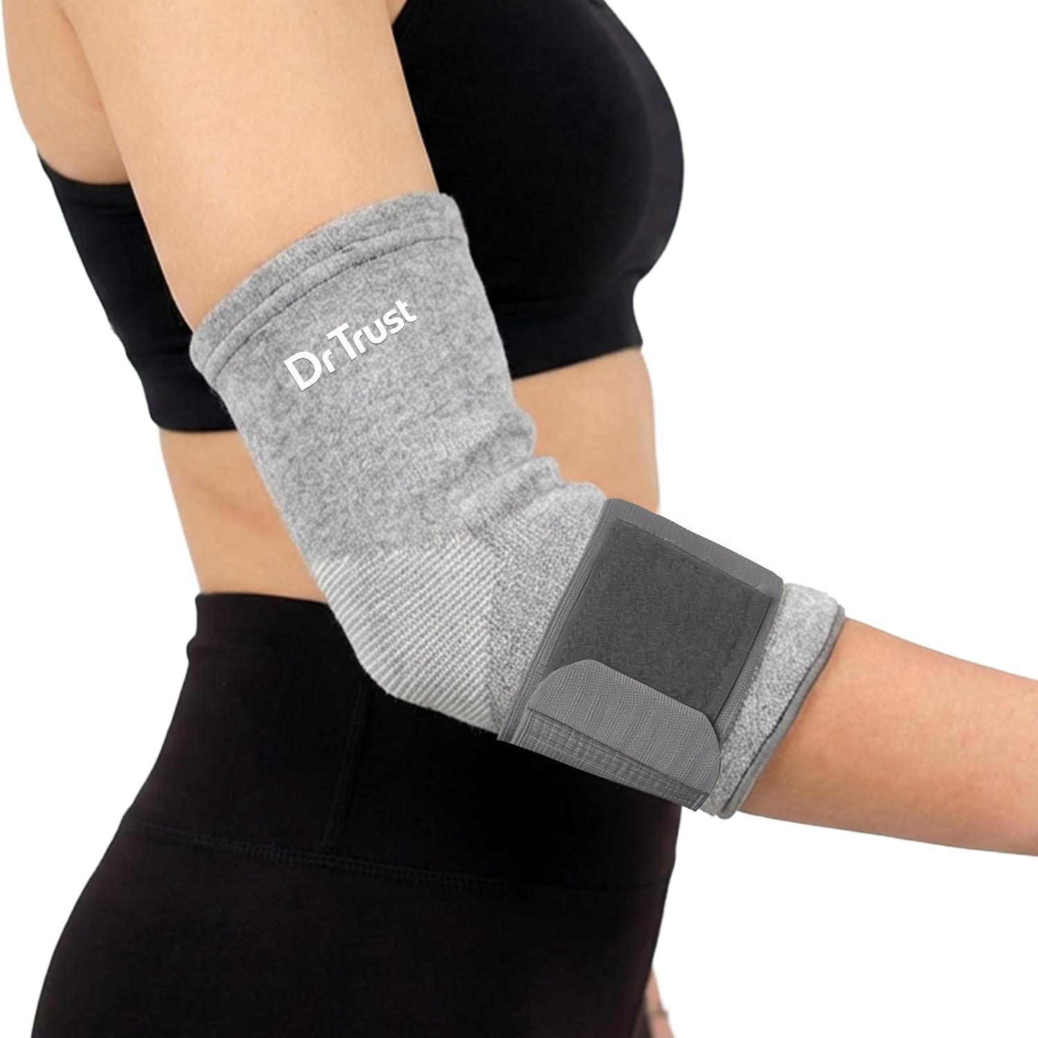 Dr Trust USA 4606 Orthopedic Knitted Elbow Support Sleeve for Men & Women, Compression Elbow Brace for Pain & Stiffness Relief, Injury Prevention, Training, Fitness, Gym, & Weightlifting – Medium (Pack of 1)