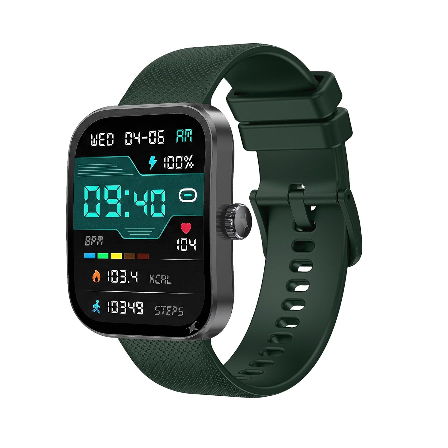 Fastrack Revoltt FS3 Smart Watch with 2.01″ TFT Display, Bluetooth Calling, Functional Crown, 24/7 Health Suite, Heart Rate Monitor, SPO₂ & Sleep Tracking, Alarm, IP68 Water Resistant – Dark Green