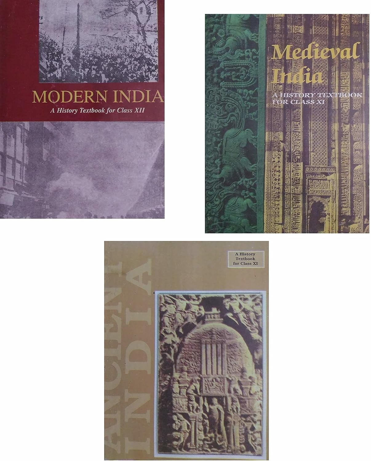 3 OLD NCERT HISTORY BOOKS (1) Ancient India- RS Sharma (Class-11) (2) Medieval India – Satish Chandra (Class-11) (3) Modern India – Bipin Chandra (Class-12)