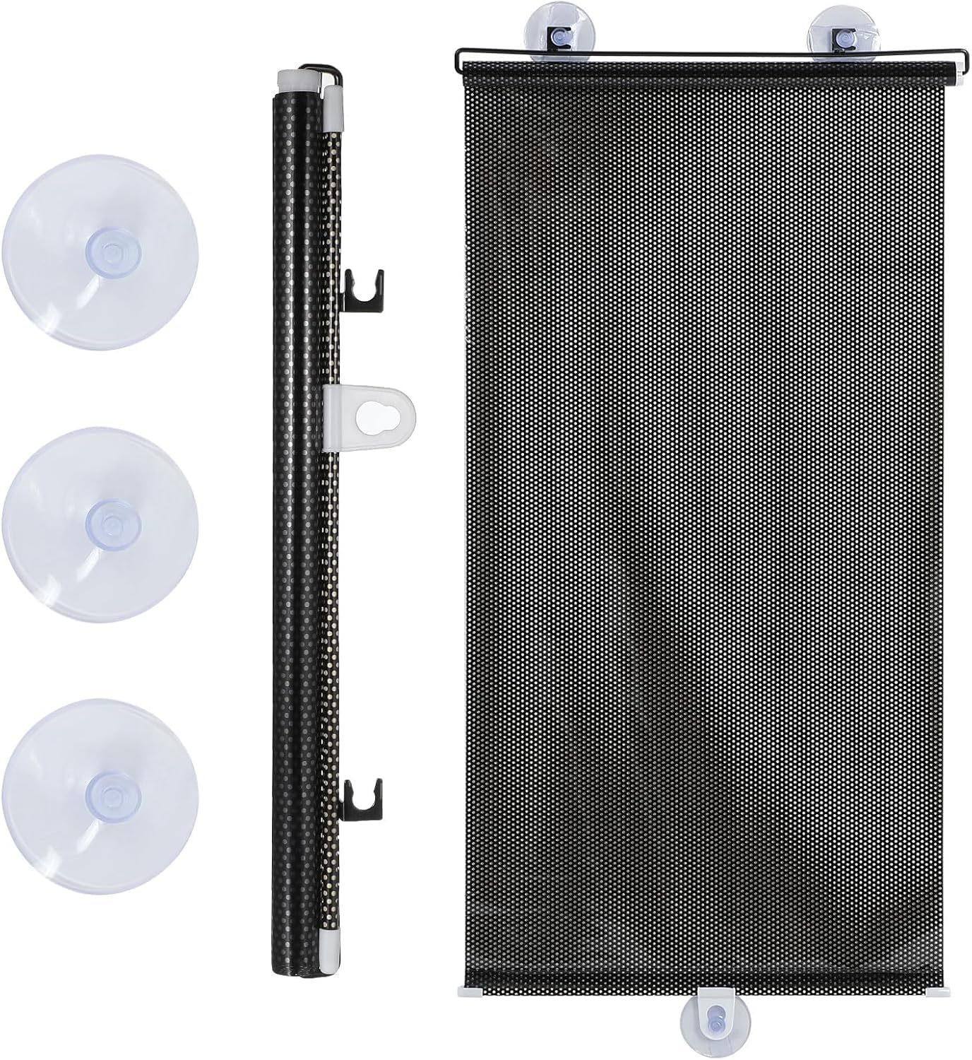 3 Suction Cup Blinds Light Filtering Blinds Cordless Roller Shades Sun Blocking Curtains Balcony Suction Cup Sunshade Window Curtain Shade (Size 125 * 40-Black)