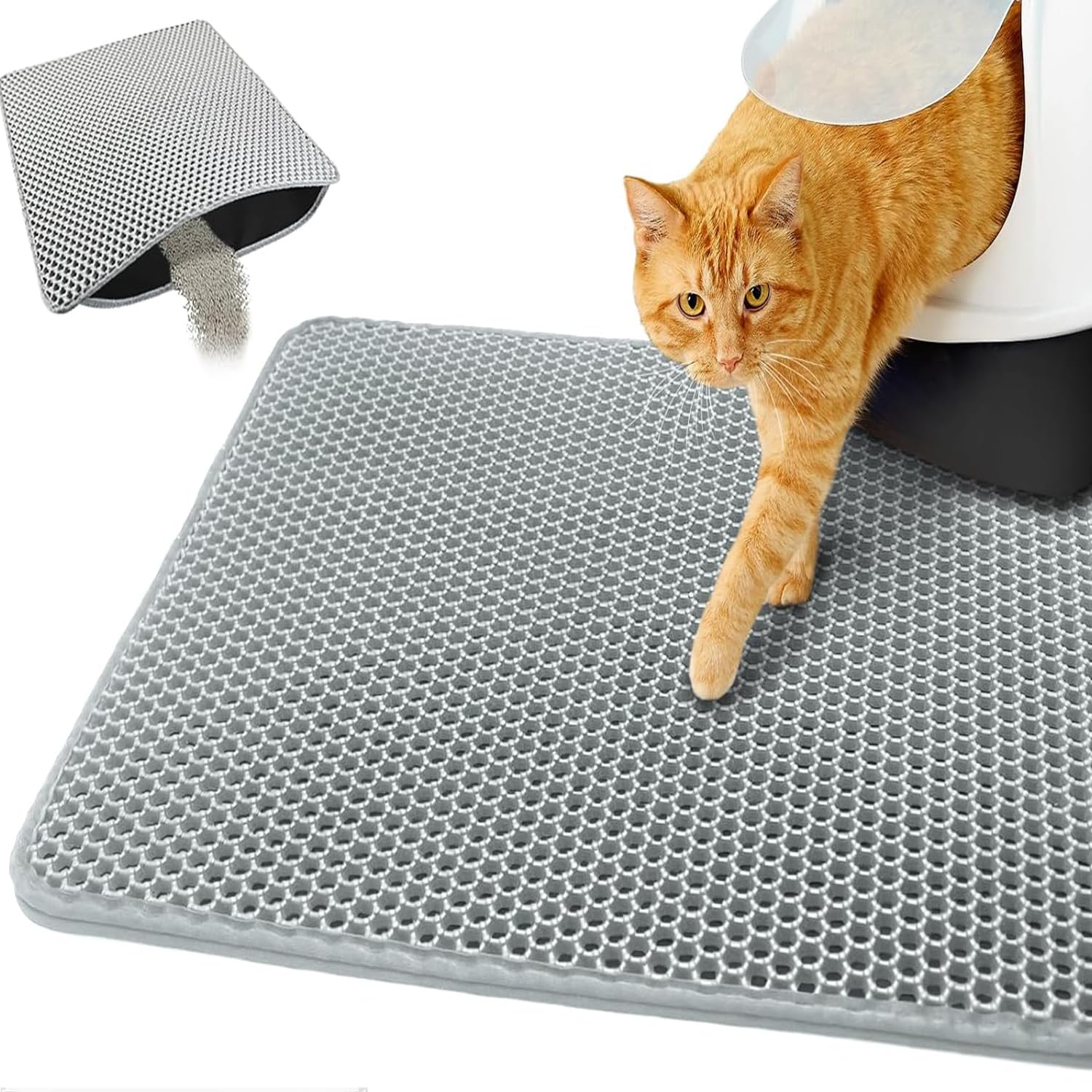 Emily Pets Cat Litter Mat, EVA Foam, 40cm x 30cm, Grey, Rectangular, Waterproof, Non-Slip, Easy to Clean