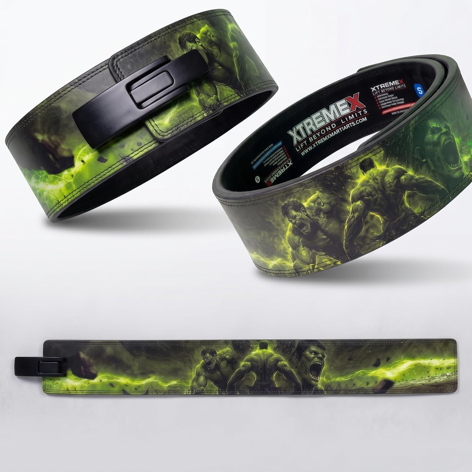 XTREMEX 13mm Gamma Rage Weightlifting Lever Belt (Green, M)