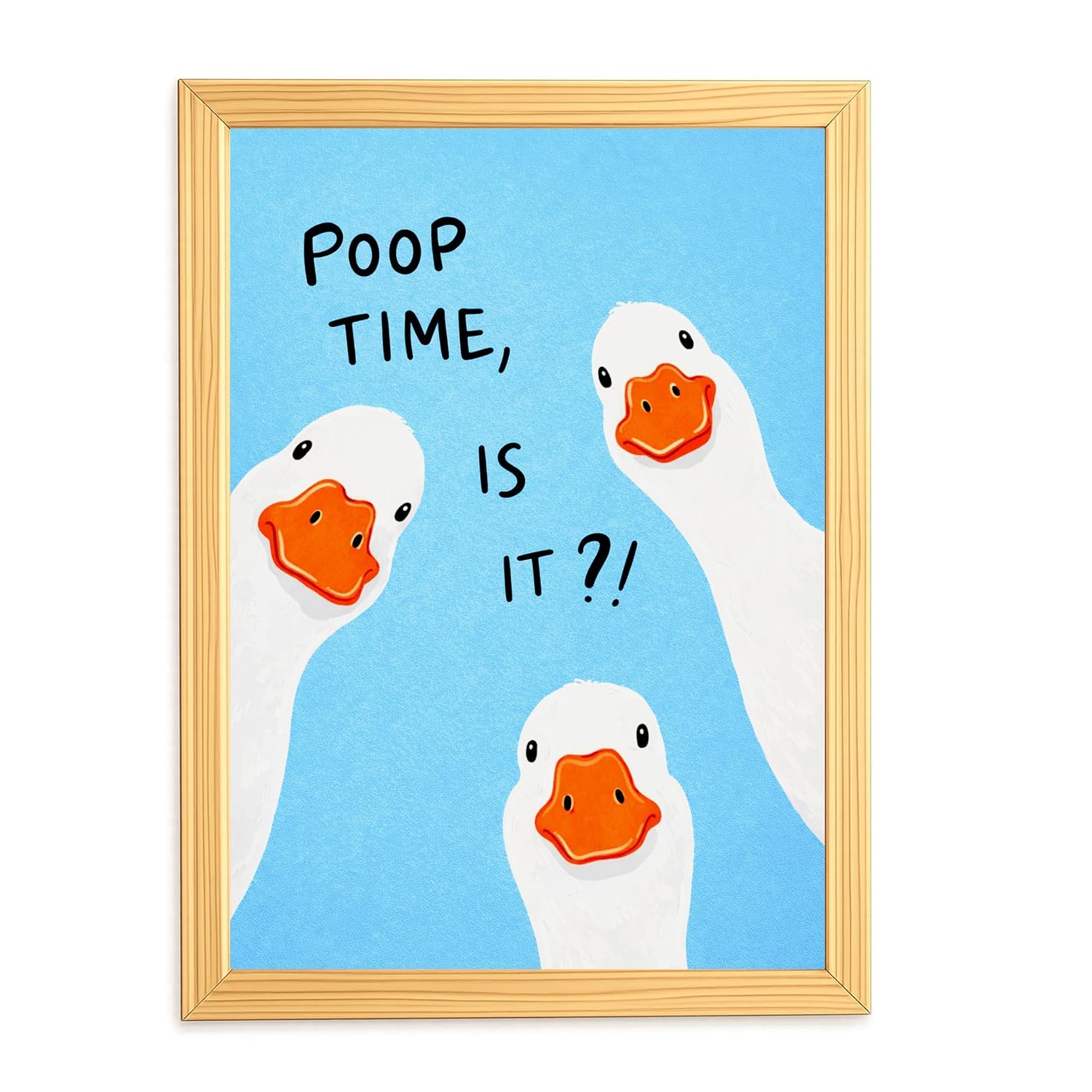 Mira Mest Framed Bathroom Wall Decor | Funny Quotes & Cute Animal Art Prints | Quirky Toilet Signs & Guest Bath Decorations | Minimalist Black & White Washroom Signs | Ready to Hang Toilet Humor for Home & Powder Room (Poop Time)