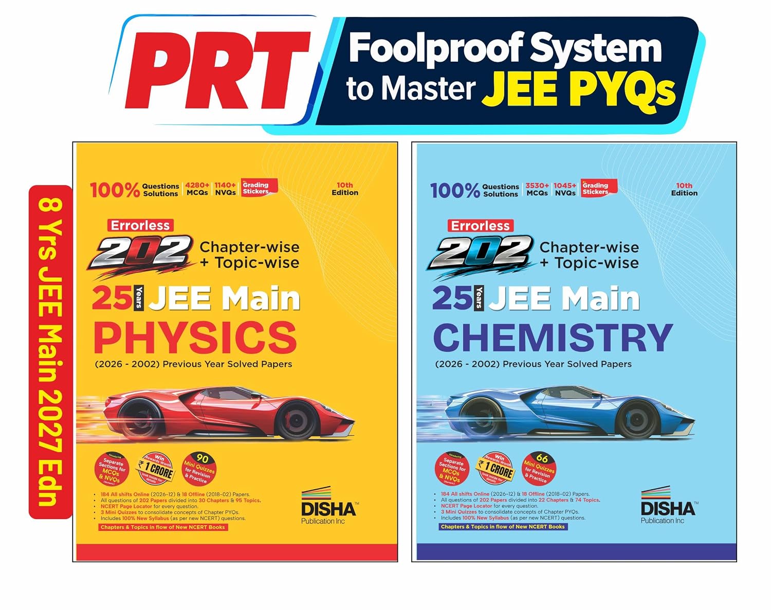 Disha Combo (2 Books) Errorless 202 Physics & Chemistry Chapter-wise & Topic-wise 25 Year JEE Main Previous Year Solved Papers (2026 – 2002) | Fully Solved JEE MAINS PYQ Book | For JEE 2027