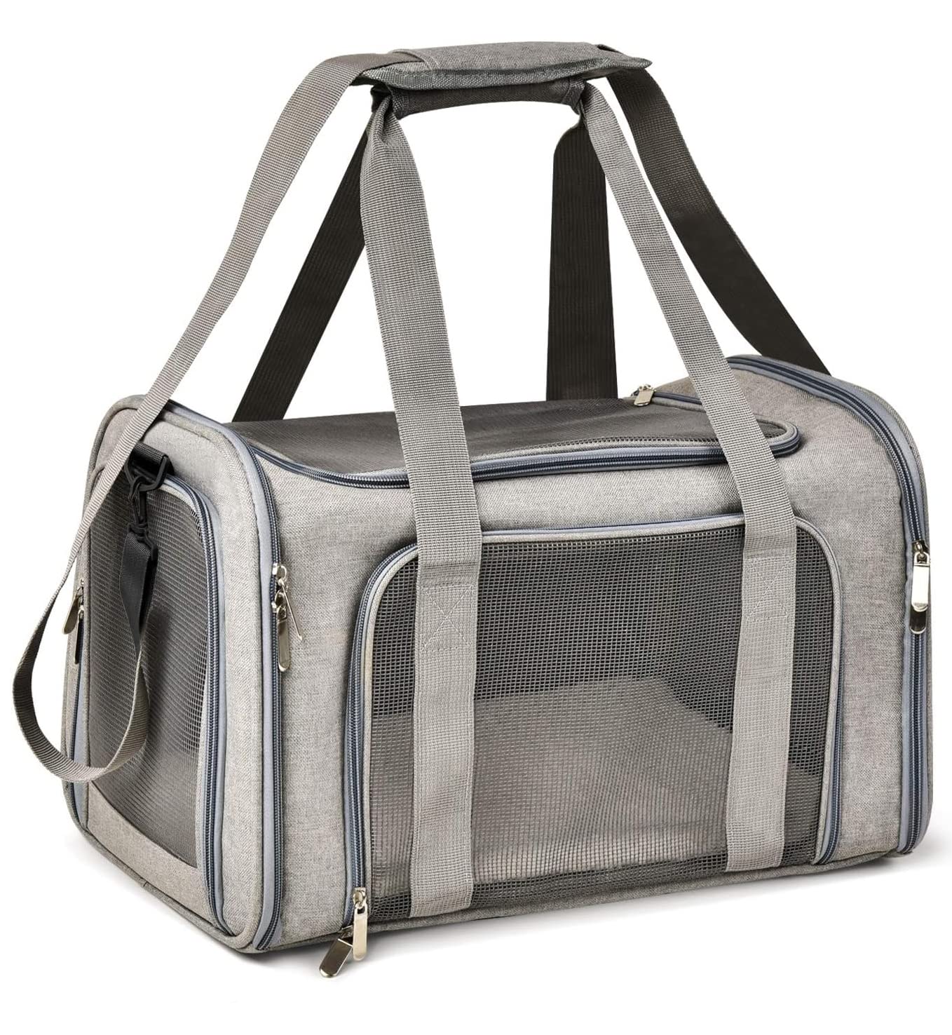 PETANGEL Cat Carriers Small Dog Puppy Carrier Pet Carrier Bag for Small Cats Dogs Puppies up to 4Kg, Airline Approved Small Dog Carrier Soft Sided, Collapsible Travel Puppy Carrier (Size: S, Grey)