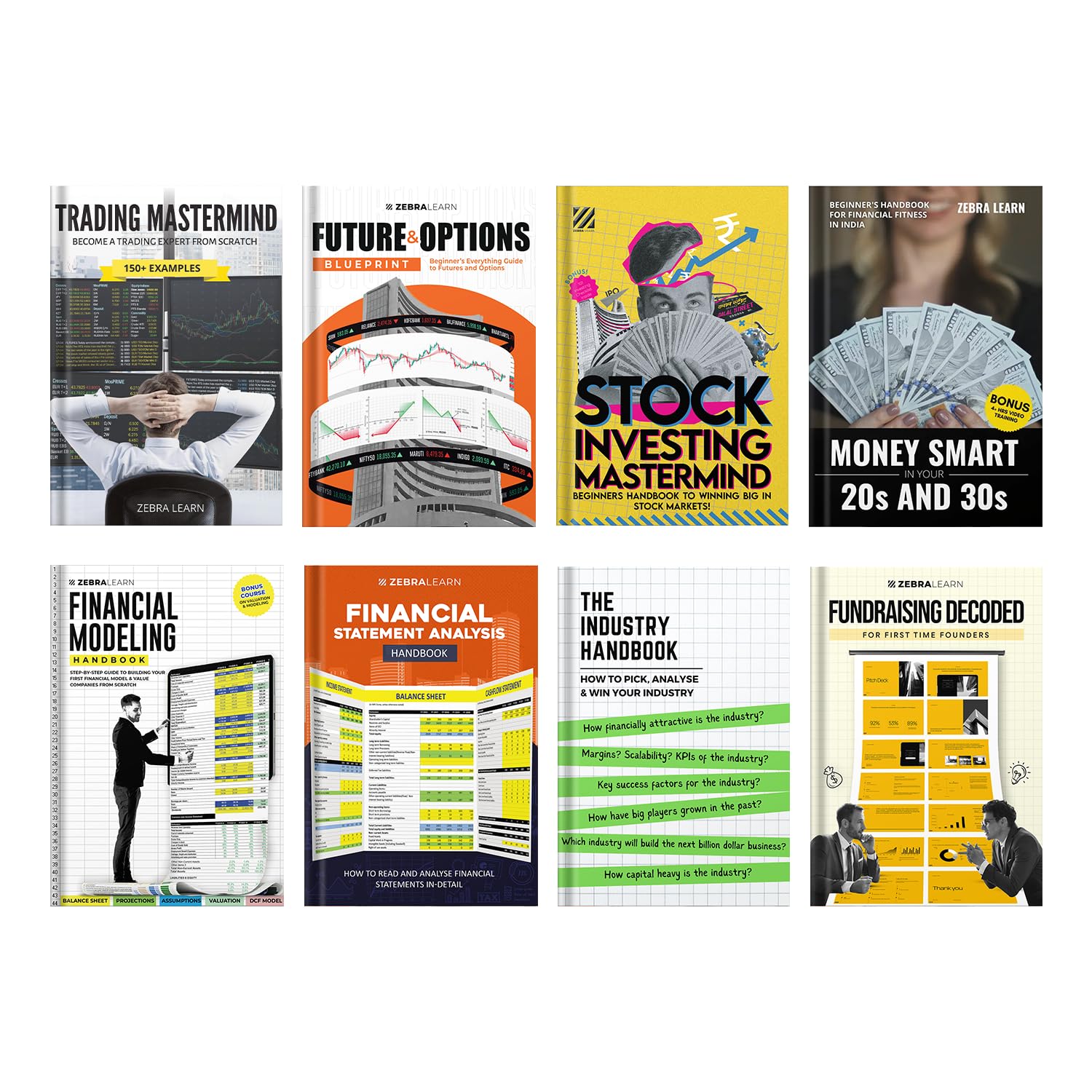 ZebraLearn Finance Bundle | 8 Hardcover Books to Master Investing, Trading & Personal Finance | Financial Modelling, Valuation, Startup Finance + Tools