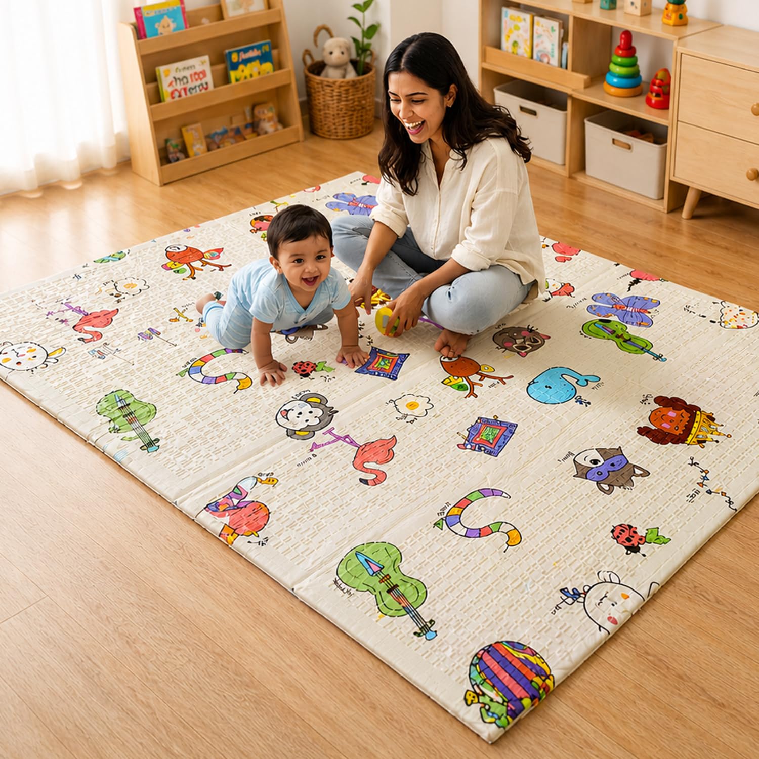 Lifelong Cuppy Extra Large Baby Folding Play Mat | Extra Thick Waterproof Foldable for Crawling & Playing | Travel Friendly & Large | Easy Clean, Soft Indoor & Outdoor Yoga | Non Toxic & BIS Approved