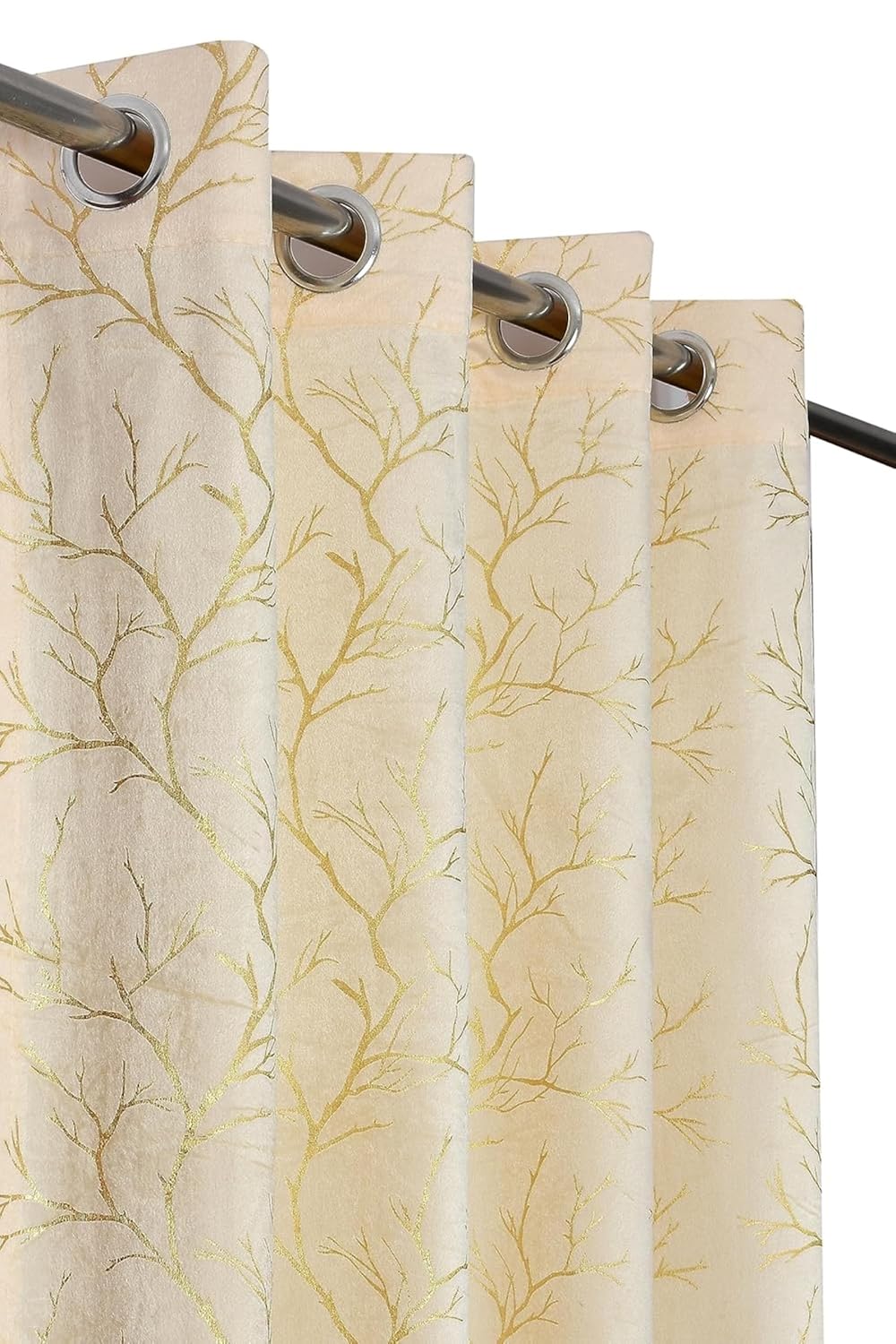 Premium Velvet Foil Blackout Curtains for Living Room & Bedroom | 7ft Long Door Parda| Light Blocking, Noise Cancelling, Designer Drapes (Set of 1 Pcs, Cream Colour) 7 feet (48 X 84 Inch)