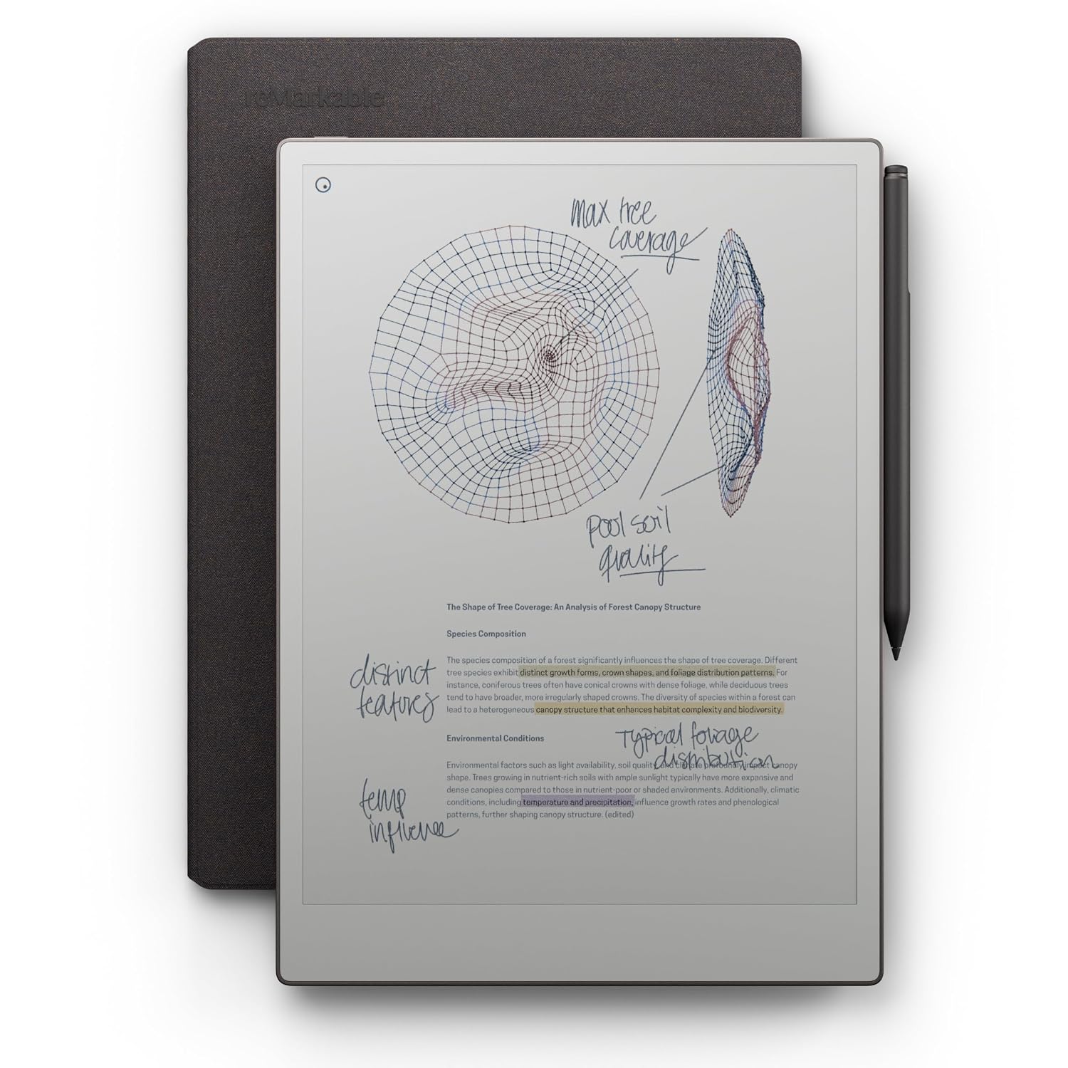 reMarkable Paper Pro Bundle Mosaic Weave Includes 11.8” Paper Tablet Marker Plus Pen with Eraser and A Book Folio Cover Basalt, Grey