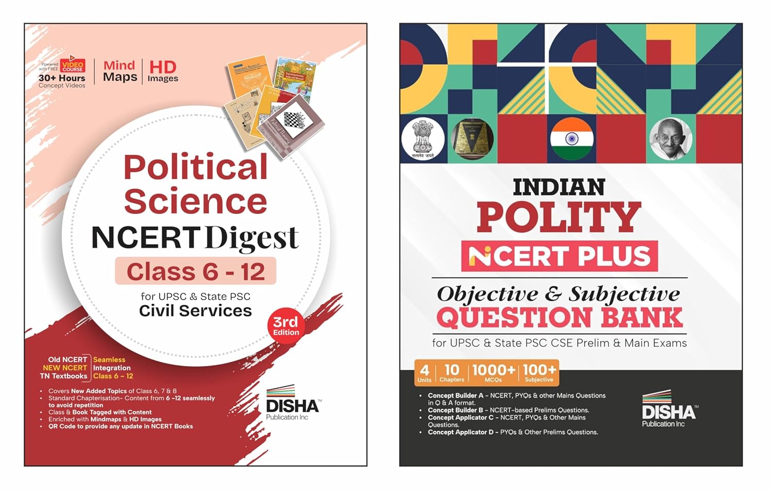 Disha Combo (set of 2 Books) Indian Polity NCERT Digest (Concept Notes) + NCERT Plus (Question Bank) for UPSC & State PSC Civil Services Prelims & Mains | NCERT Class VI – XII & TN Class X – XII | IAS