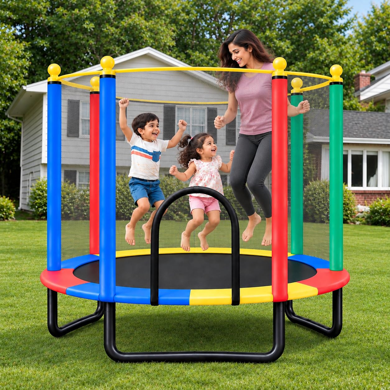 Step Over 55 inch Trampoline with Safety Net for Kids & Adults || Indoor & Outdoor || 120 kgs Powerful Loading Capacity || Anti Rust Stainless Steel Frame & Legs ||Best Gift for Kids||2026 Edition