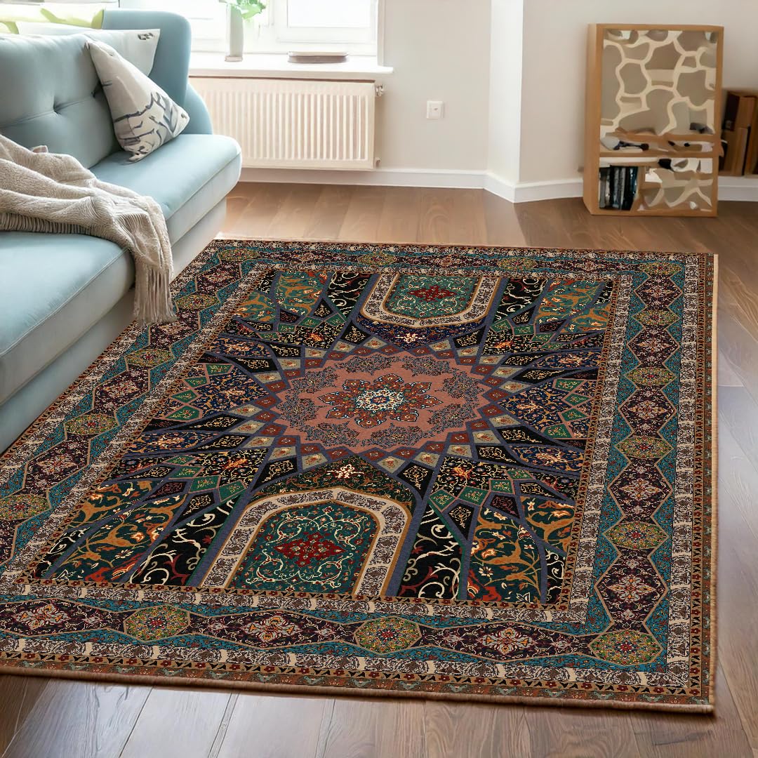 ishro home 3×5 Feet 3D Jet Multi Printed Carpet Rug Runner and Carpets for Bedroom/Living Area/Home with Anti Slip Backing (Panel Harmony, 3×5 fts)