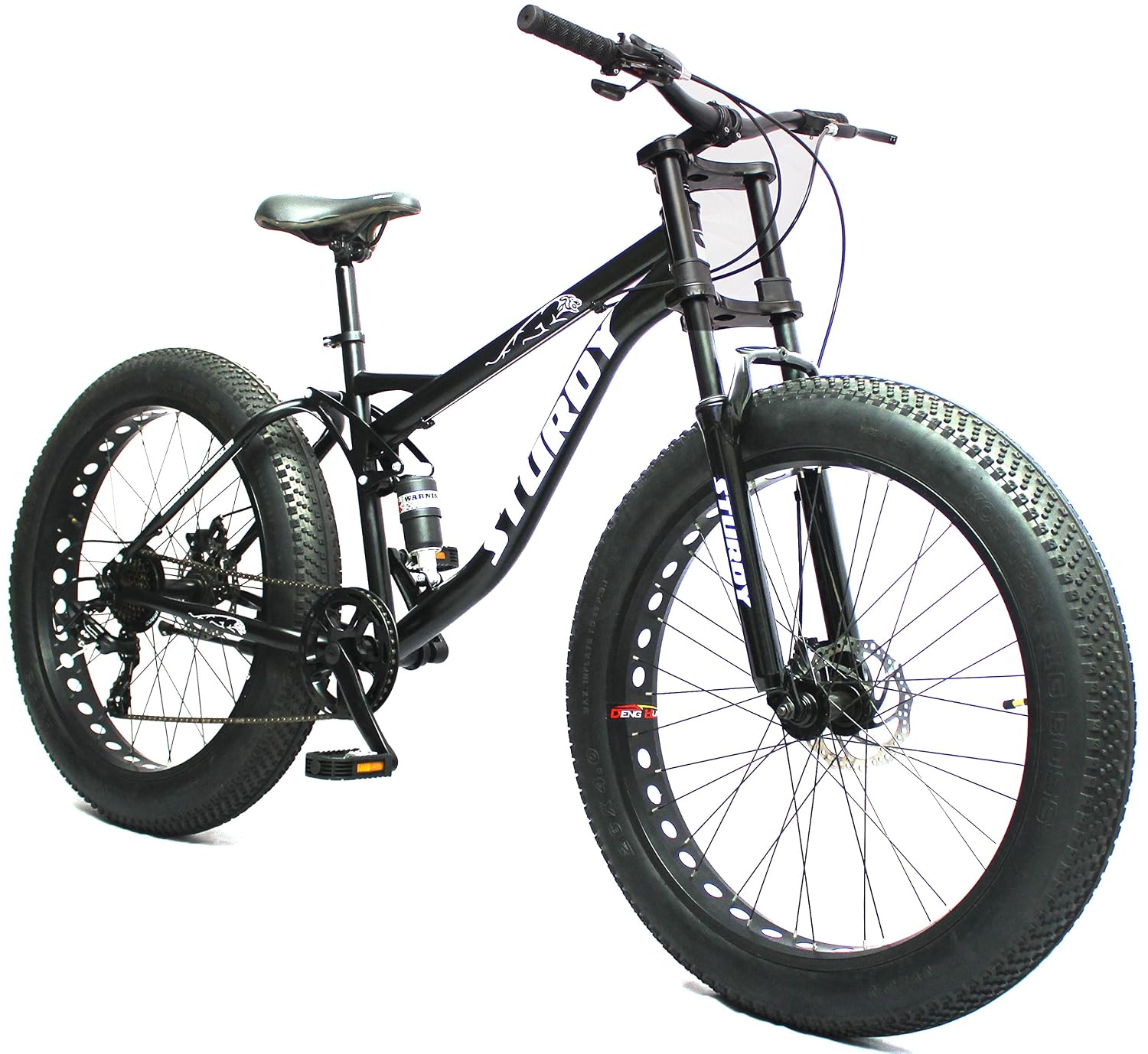 STURDY BIKES Sturdy Limited Edition Dual Suspension Downhill Fat Bike with 7 Speed Gears and 26X4 INCH Wheels- Fat Mountain Bike, Men’s, Black