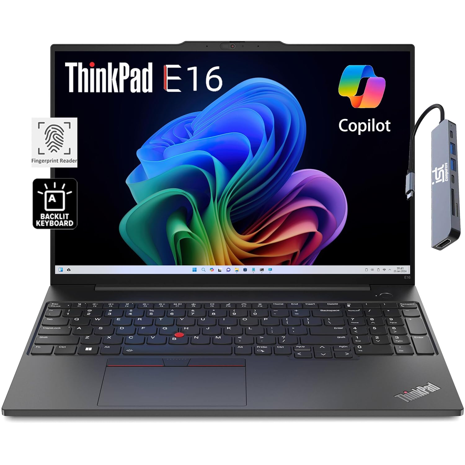Lenovo ThinkPad E16 Business Laptop (16″ FHD+, AMD Ryzen 5 7530U (> i7-1165G7), 16GB RAM, 512GB SSD) Fingerprint, Backlit, 1080p Webcam, IST Hub, Wi-Fi 6, Ethernet, Win 11 Pro w/AI Copilot, Black
