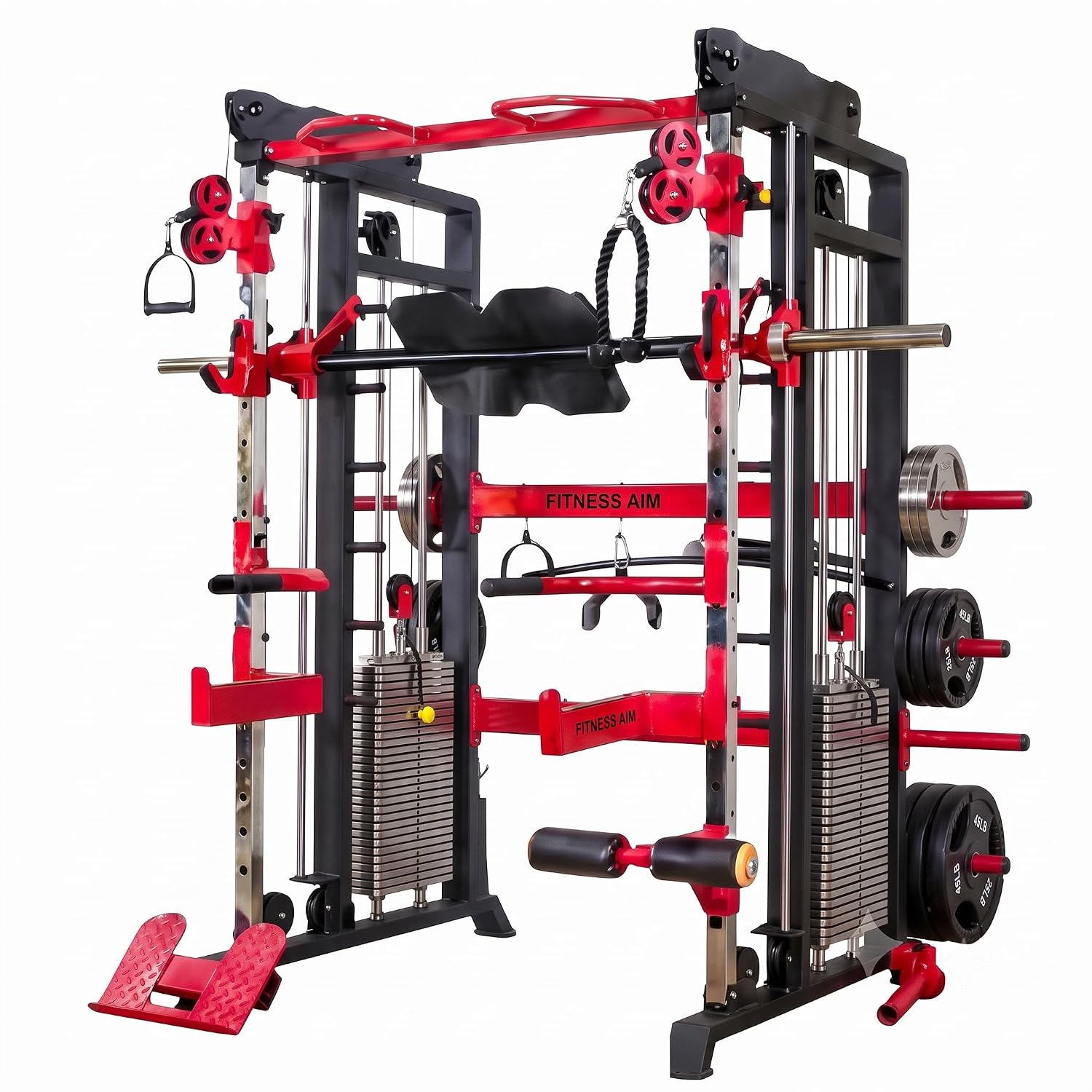 Multi Functional Trainer and Smith Machine – Heavy-Duty Commercial-Grade Home Gym System with Dual Cable Pulley Crossover, Squat Rack, Pull-Up Bar, and Weight Stack