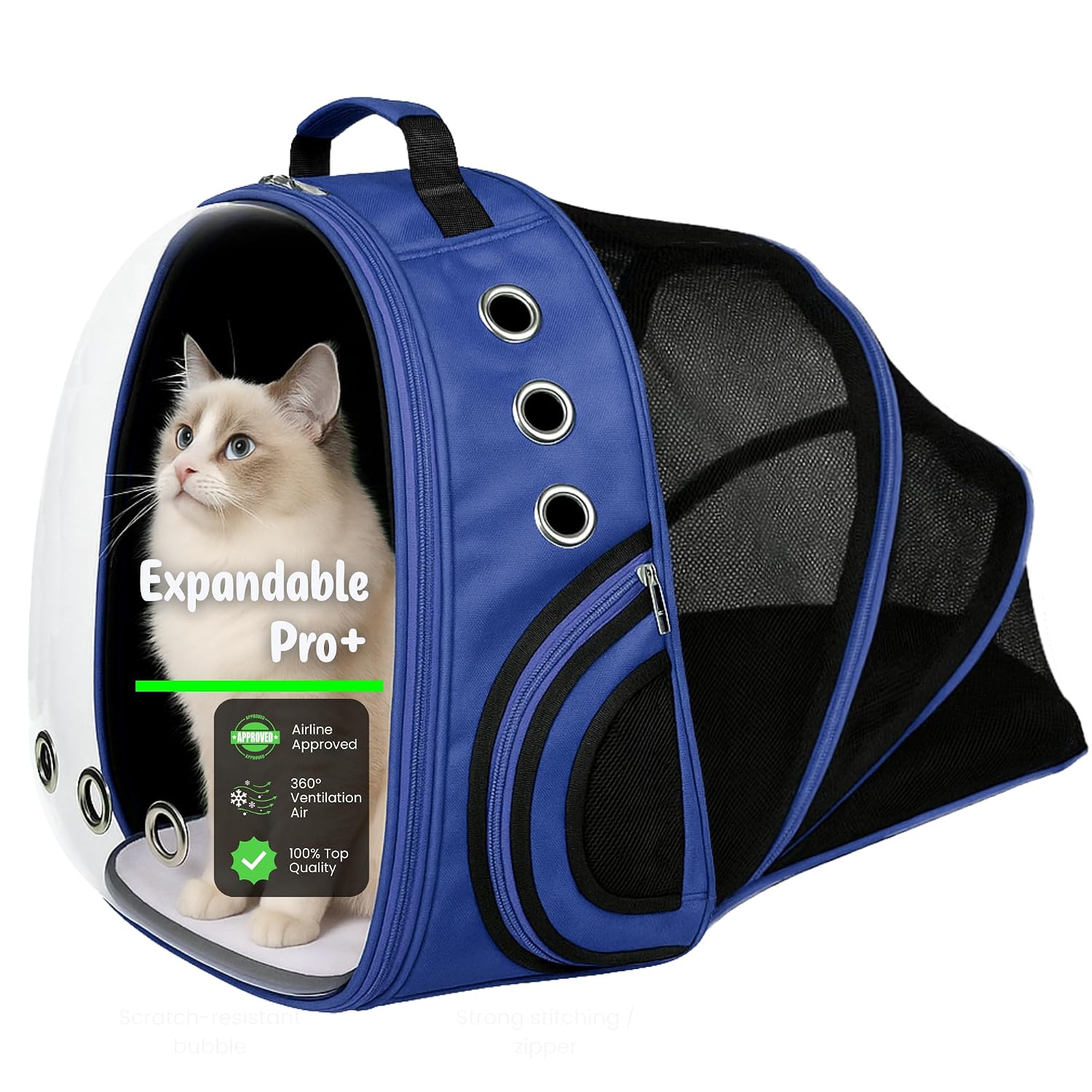 Buraq Pets Astronaut Cat Backpack | Bubble Window | Expandable Carrier