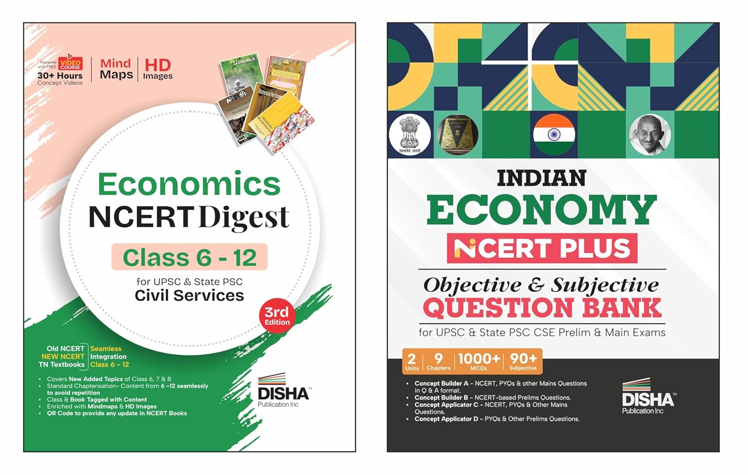 Combo (set of 2 Books) Indian Economy NCERT Digest (Concept Notes) + NCERT Plus (Question Bank) for UPSC & State PSC Civil Services Prelims & Mains | NCERT Class VI – XII & TN Class X – XII | IAS