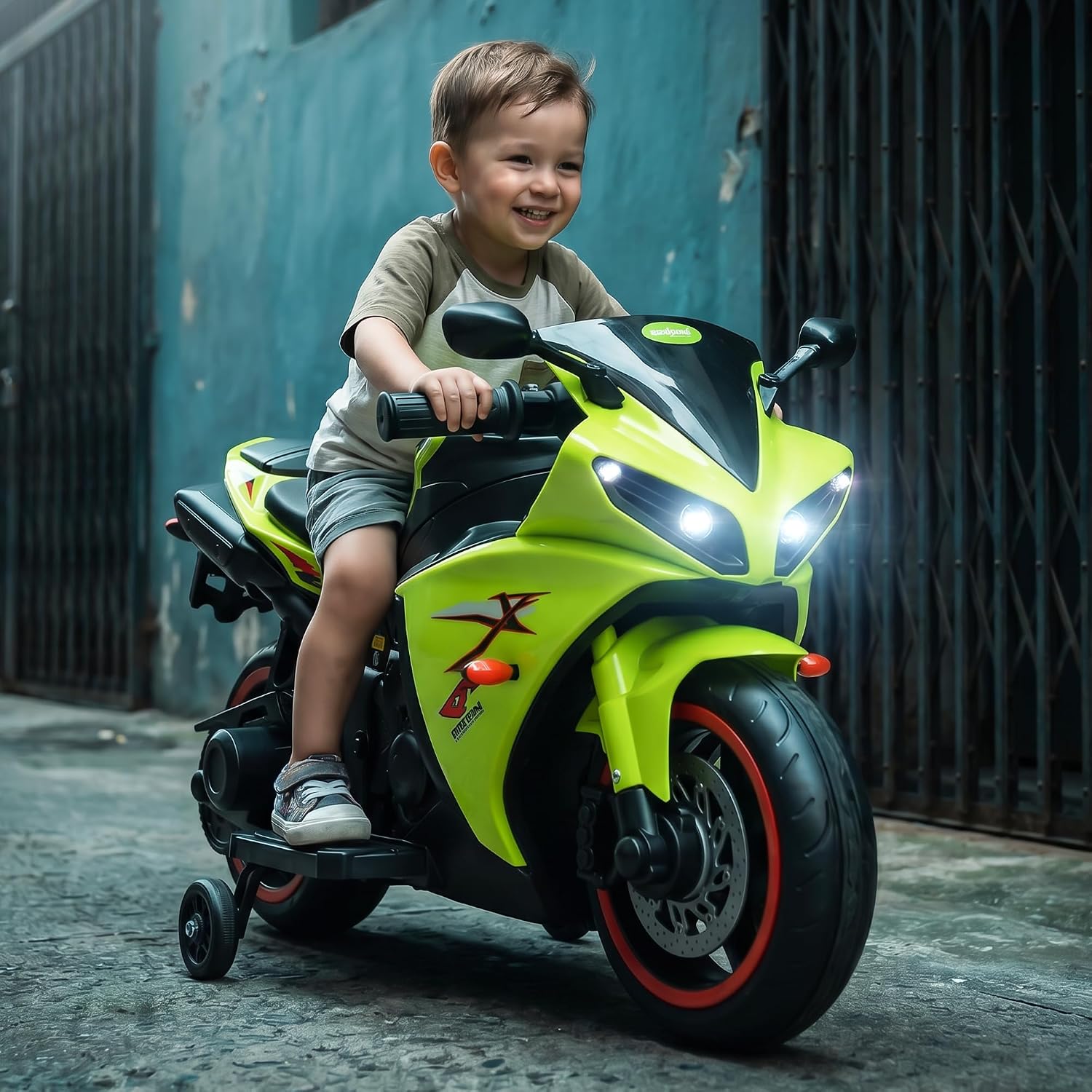 Baybee R7 Baby Electric Bike for Kids with Foot Acceleration | Rechargeable Ride on Baby Bike with LED Lights & Music | Toddler Battery Operated Bike for Kids to Drive 1 to 3 Years Boys Girls (Green)