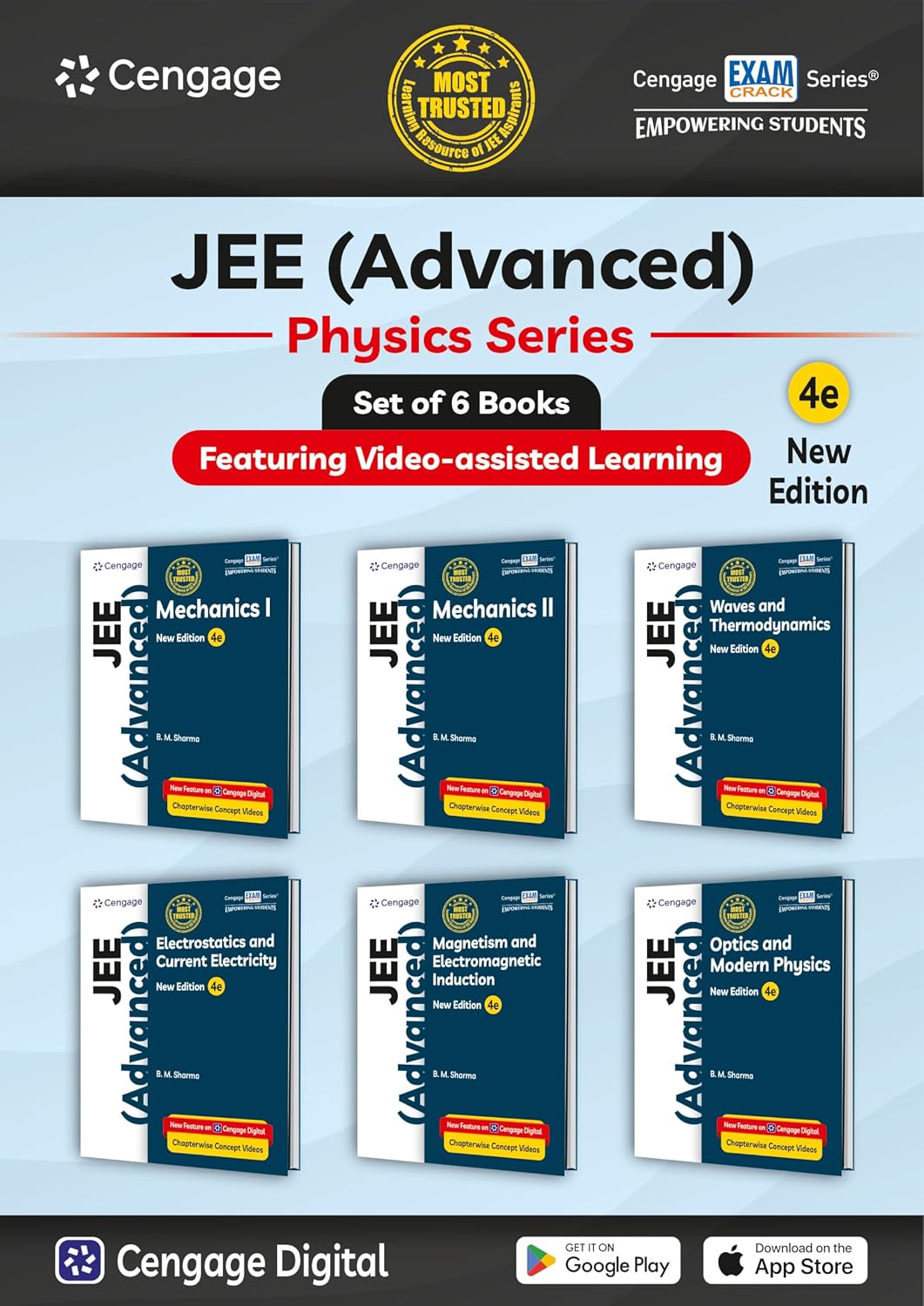 Cengage Physics Combo for JEE Advanced: Mechanics I & II + Waves + Electrostatics + Magnetism + Optics Set of 6 Books with Chapterwise Concept Videos & Online Assessments