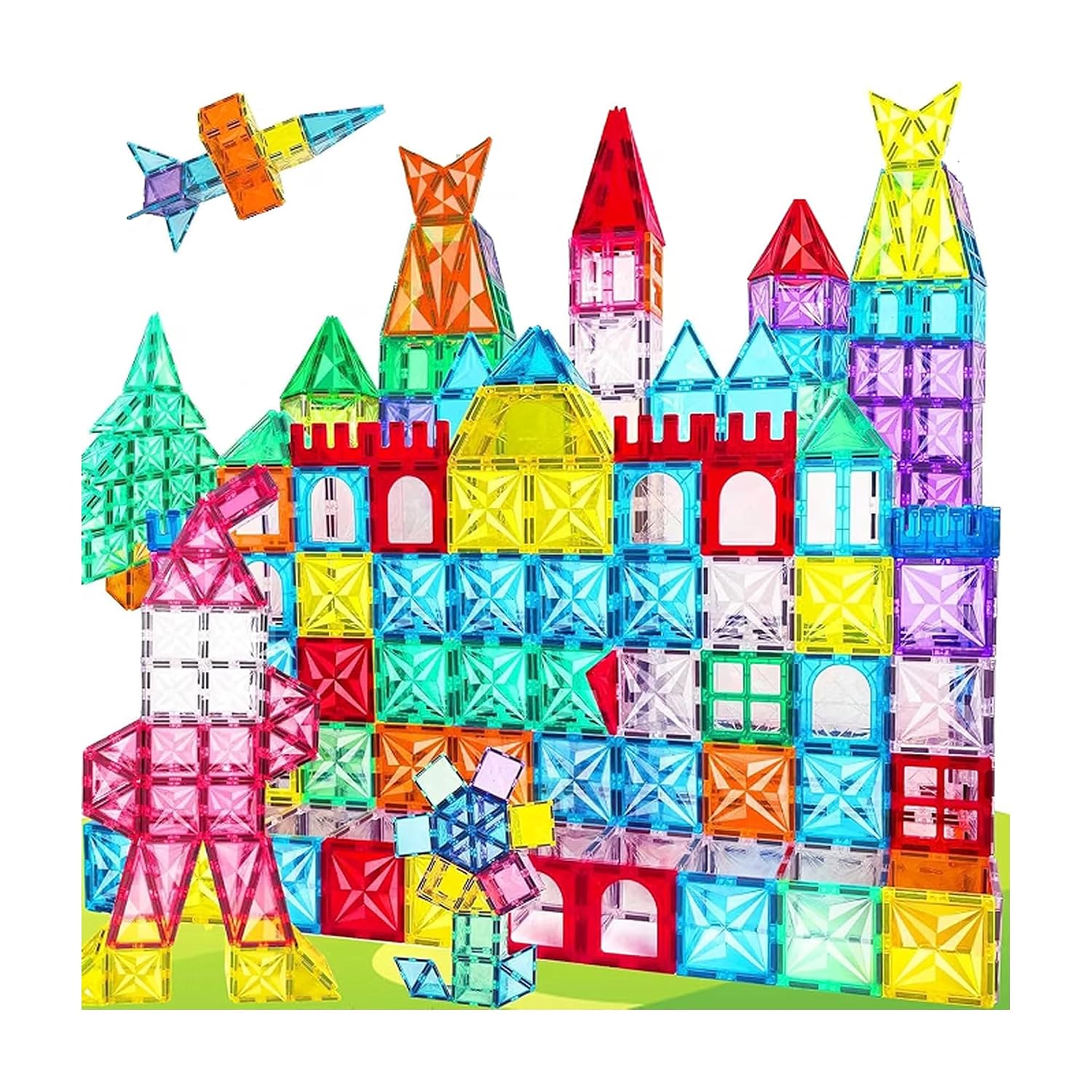 SNAPTRON Diamond Magnetic Blocks for Kids 100 Pcs Magnetic Tiles for Kids