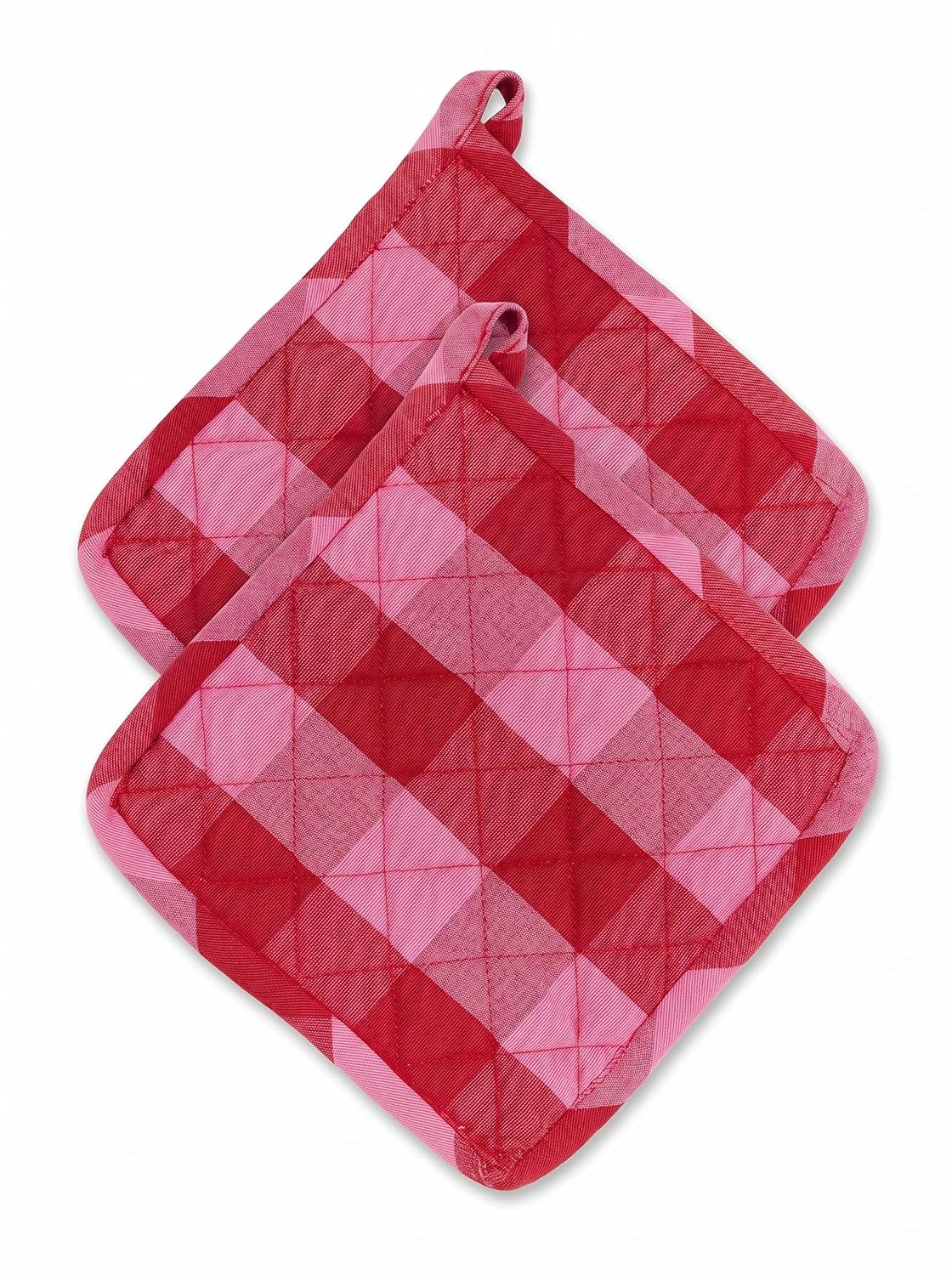 Pure Cotton Pot Holders for Kitchen 20 x 20 Cms Heat Resistant Cotton Pot Holders with Hanging Loop for Kitchen Cooking & Baking Set of 2