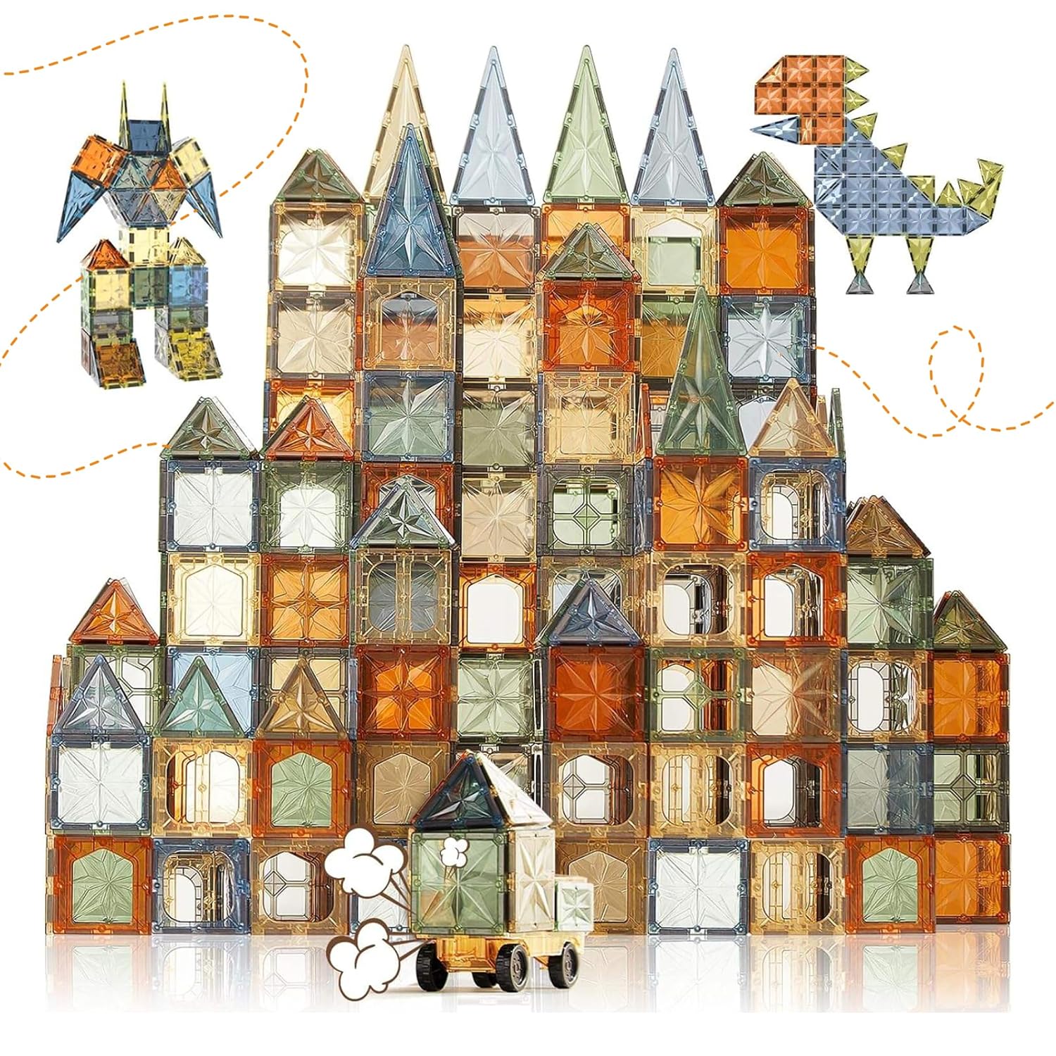 SNAPTRON Natural Color Magnetic Blocks for Kids 100 Pcs Magnetic Tiles