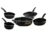 5 Piece Cast Iron Induction Non Stick Cookware Set Kadai Fry Pan Tawa Saucepan Milk Pan Kitchen Daily Use Black Free Size