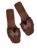 Women’s Brown Flat Slide Sandals with Woven Strap Detail RC3-WODEN