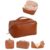 Sprqcart Large Capacity Travel Cosmetic Bag With Handle And Divider – Multifunctional Makeup Bag For Easy Access, Waterproof- (-Brown), 10 Cms Faux Leather