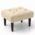 Upholstered Foot Rest Ottoman Stool with Wooden Legs, Tufted Footstool for Living Room, Bedroom, Makeup Vanity, Entryway, Comfortable Footrest Bench, Modern Accent Ottoman (Creme)