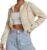 Fleece Solid Long Hooded Neck Hoodie Zipper Crop Jacket for Women’s