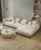Modern Sofa Chesterfield Design with Stylish Wooden Legs Bouncy Teddy Fabric Off-White Finish Sofa for Living Room, Bedroom, Hallways (4 Seater, Sectional LHS)