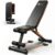 Flexnest Commercial Grade Adjustable And Foldable Gym Bench Incline,Decline & Flat 250 Kg Capacity Fitness Gym Bench with Resistance Ropes For Home Workout,Premium Leather Adjustable Multi-Purpose Machine – Black (Flexbench EZ)
