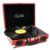 Claw Stag Portable Vinyl Record Player Turntable with Built-in Stereo Speakers, Volume Control Knob, AUX Input and RCA Output, 78 RPM Speed, High Qualiy Diamond Stylus and Headphone Jack (Red)