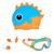 Boldfit Dino Theme Kids Swimming Set, 5-in-1 Combo with Silicone Swim Cap, Anti-Fog Adjustable Goggles, Earplugs & Nose Clip, Leak-Proof, Comfortable & Durable Swim Kit for Boys & Girls