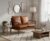 Modern Mid-Century Leather Loveseat, Brown Genuine Leather, Wooden Frame, 2-Seater Living Room Sofa || 116X69X74 cm
