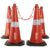 LADWA Road Traffic Cones – 750mm Height Cones with Reflective Strips, 4m Chain & 4 Hooks for Secure Barriers – Ideal for Road Safety, Construction Zones, and Parking Areas (Pack of 4)