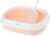 Amazon Basics Cat Litter Box Tray with Free Scooper | Semi Closed Design and Durable Quality | Suitable for All Adult Cats & Kittens, Pink