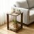 InoSlashed Beautiful Wooden Side Table/End Table/Plant Stand/Tea Table/Stool Living Room Furniture Square Shape with Rattan Webbing (17 Inch Height) (Columbian Walnut)