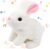 SHINETOY Hopping Rabbit Interactive Electronic Pet Plush Bunny Toy with Sounds and Movements Animated Walking Wiggle Ears Twitch Nose Gift for Toddlers Birthday, White, 7”