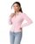 Shirt for Women’s Pink and White Striped Fitted Shirt, Long Sleeve, Collared Button-Up Blouse
